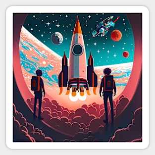 Rocket Launch in Space Sticker